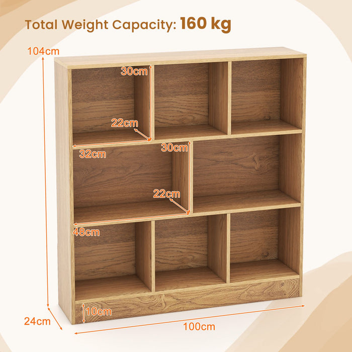 8-Cube Bookshelf with 2 Anti-Tipping Kits and Display Shelf for Home