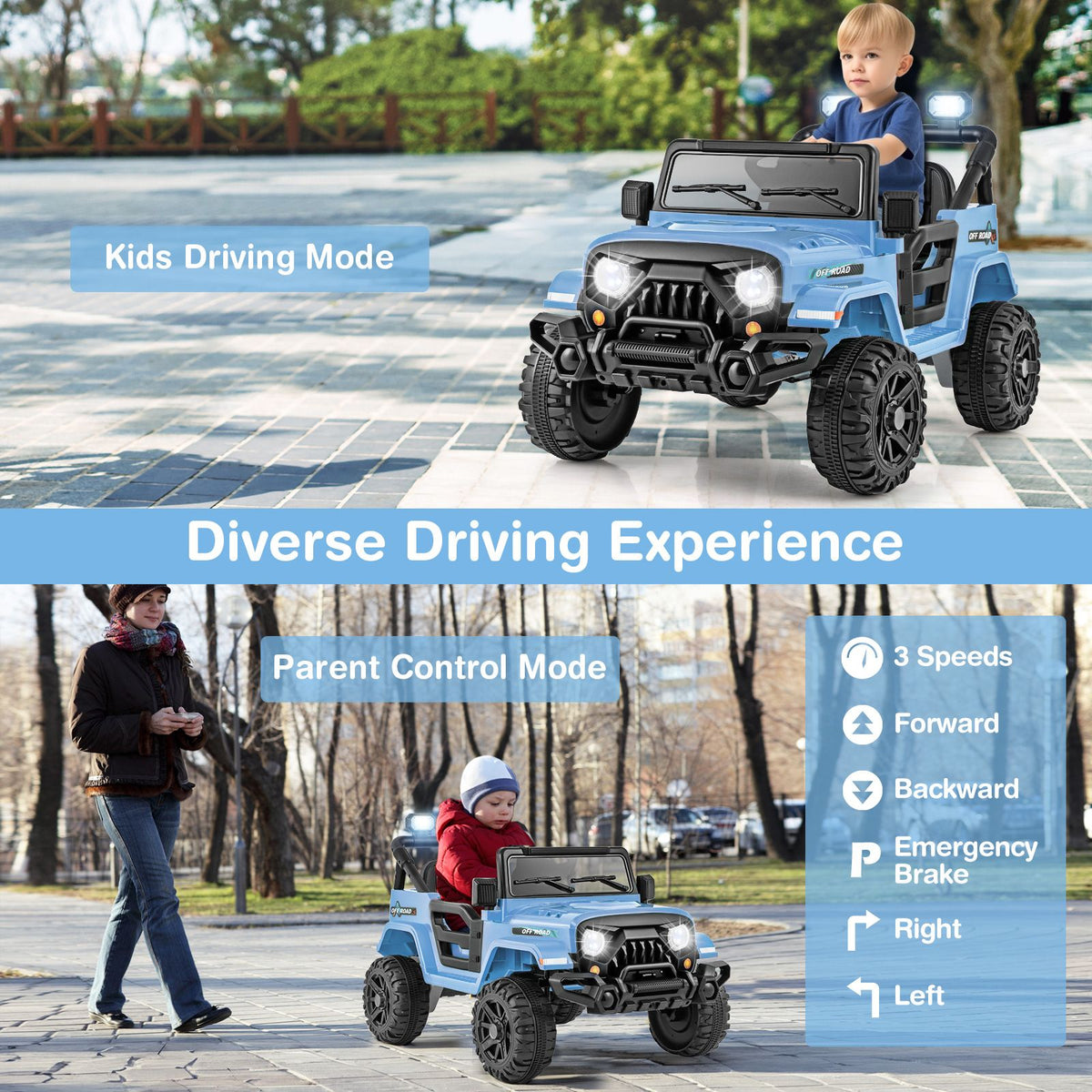 SEDOL 12V High-Performance Kids Ride-On Truck with Parental Remote Control Dual 35W Motors All-Terrain Traction and Wireless Bluetooth Music Player