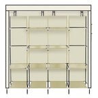 67" Portable Clothes Wardrobe – 12-Shelf Fabric Closet Organiser (Beige)