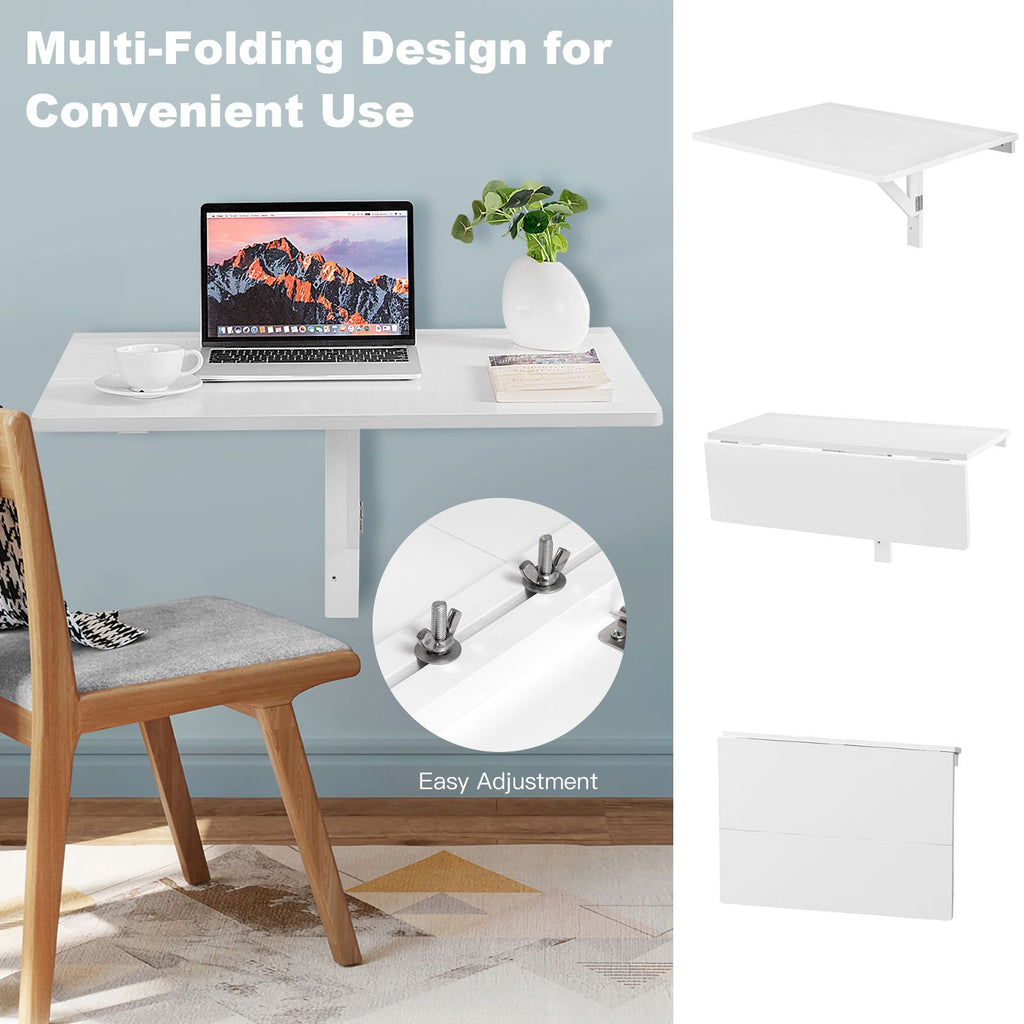 80 X 60 Cm Wall Mounted Folding Table Drop-Leaf Floating Writing Desk