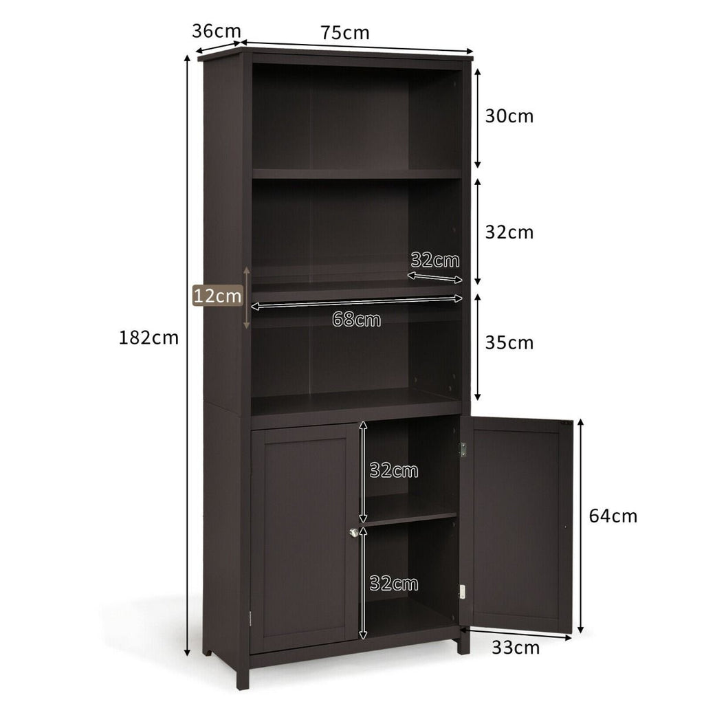 Wooden Tall Bookcase with 3-Tier Storage Cabinet