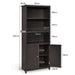 Wooden Tall Bookcase with 3-Tier Storage Cabinet