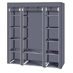 69" Portable Clothes Wardrobe – Non-Woven Fabric Closet Organiser (Grey)