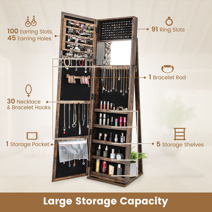 3-In-1 Mirrored Jewellery Armoire with Display Shelves