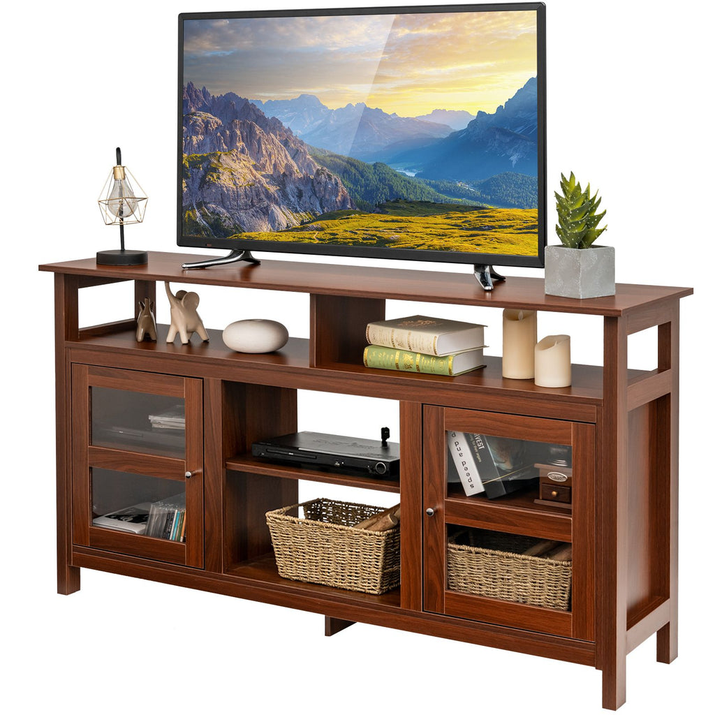 Living Room Console Table for Tvs with Wooden Fireplace and 2 Cabinets