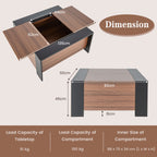 92Cm Square Coffee Table with Sliding Top and Hidden Compartment