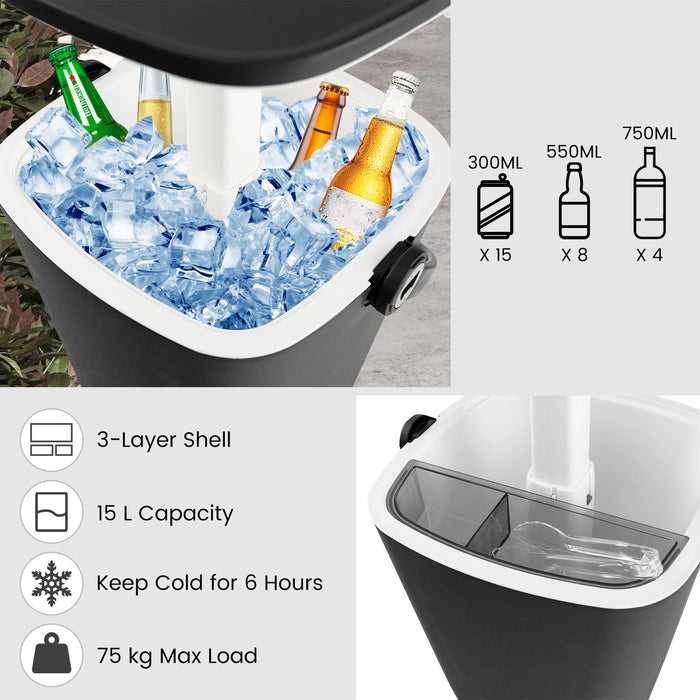 Portable Cooler Side Table – 3-in-1 Ice Chest, Side Table & Bottle Opener Unit