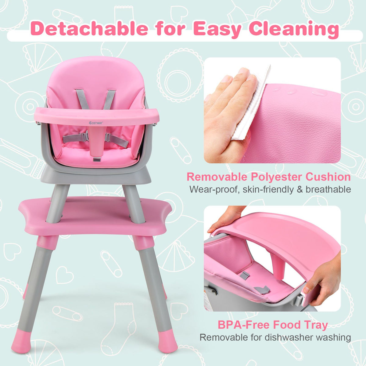 SEDOL 6-in-1 Ultimate Baby-to-Toddler High Chair & Activity Station with Building Block Tabletop Parental Booster Seat and Waterproof PU Leather Cushion – 25kg Capacity