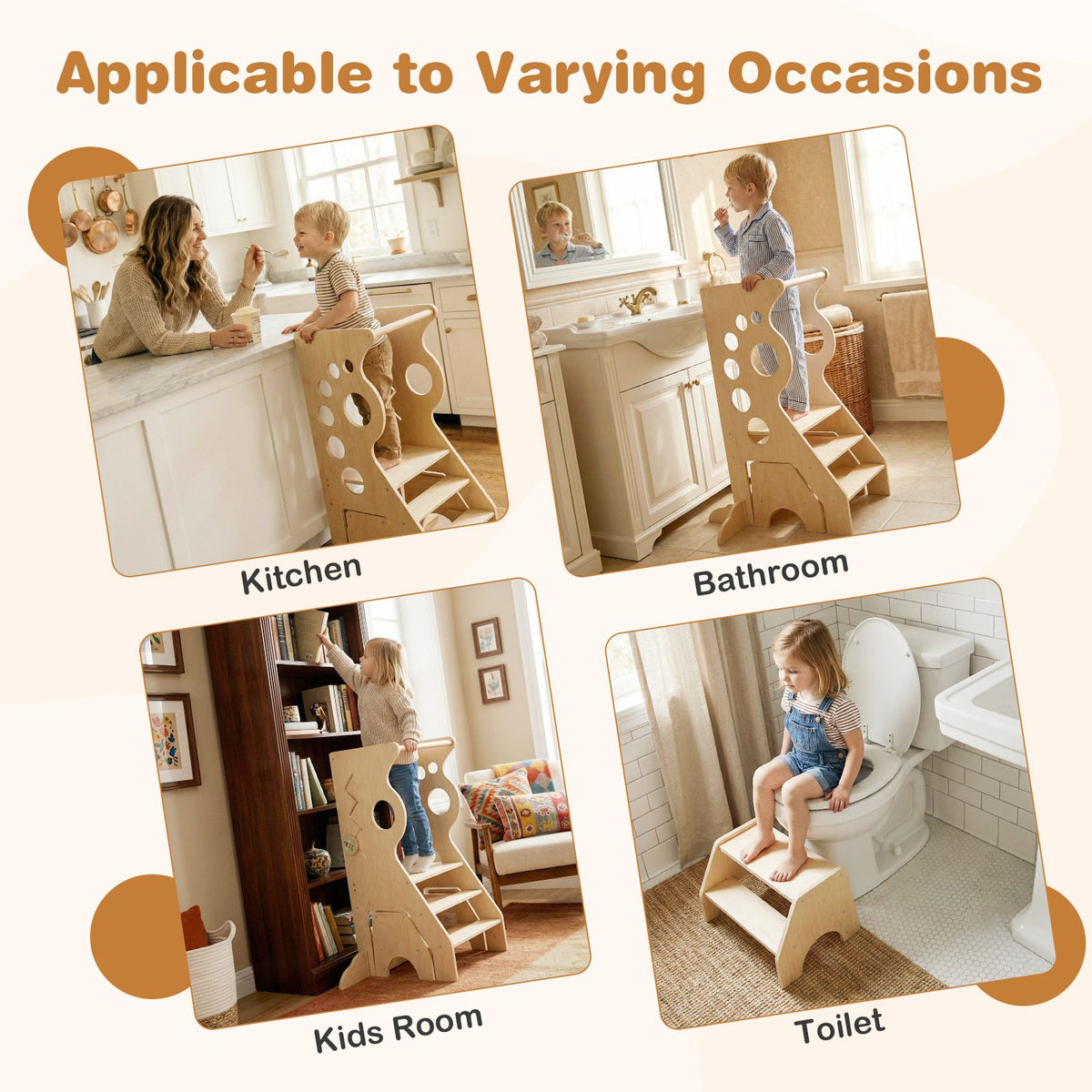 SEDOL 2-in-1 Montessori Convertible Learning Tower & Weaning Table Set with Nested 2-Step Stool, Removable Safety Bars and Integrated Line-Tracking Game