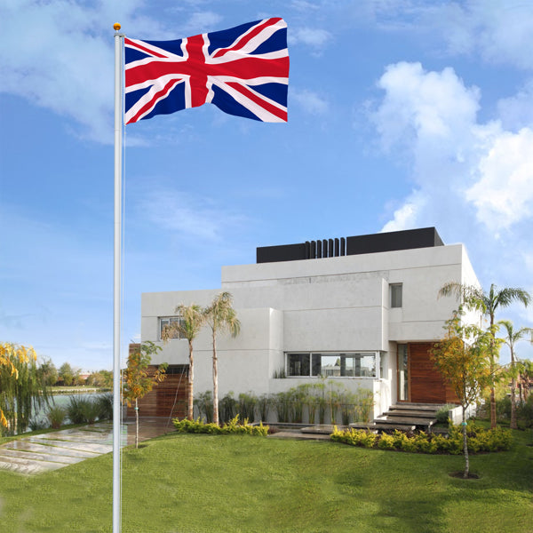 20FT Telescopic Aluminium Flagpole – Outdoor Retractable Splicing Pole with Rotating Rings & Ground Mount