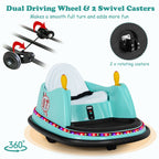 SEDOL Kids 6V Electric Bumper Car for Toddlers 360° Zero-Turn Waltz Car with Parental Remote Control Wall-Safe Rubber Bumper and Flashing LED Light Show