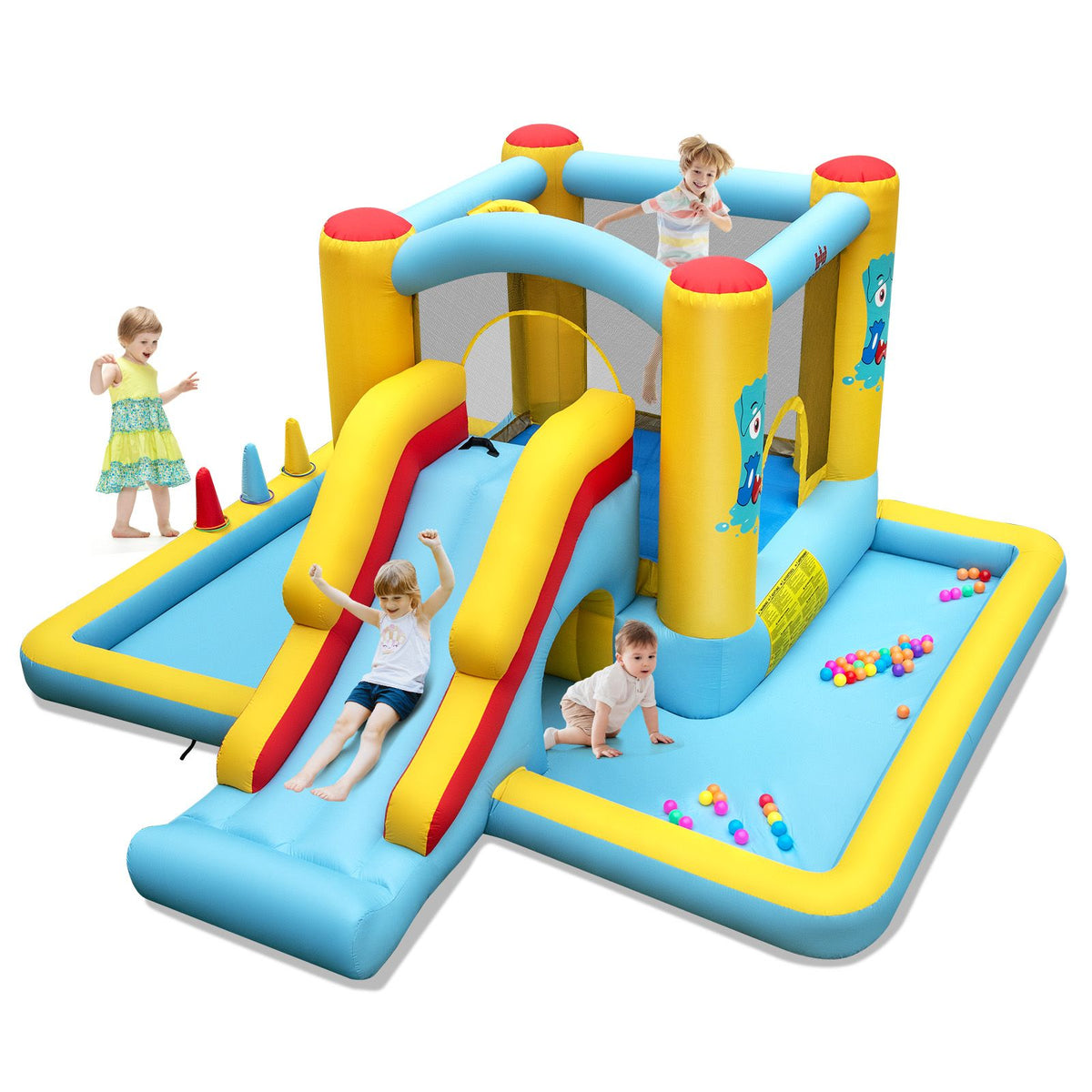 Inflatable Bouncy Castle Unit with Slide, Tunnel & Ball Pit (No Blower)