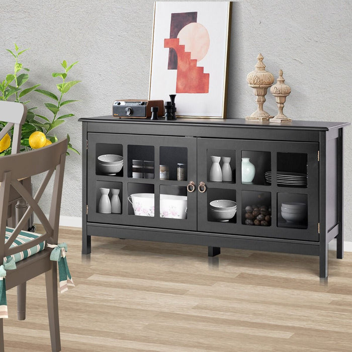 Modern Wooden TV Stand with Tempered Glass Doors for Tvs up to 50''