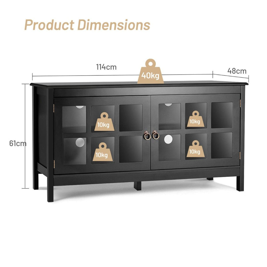 Modern Wooden TV Stand with Tempered Glass Doors for Tvs up to 50''