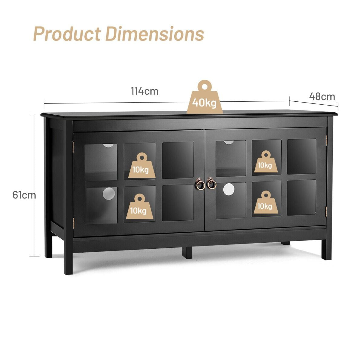 Modern Wooden TV Stand with Tempered Glass Doors for Tvs up to 50''