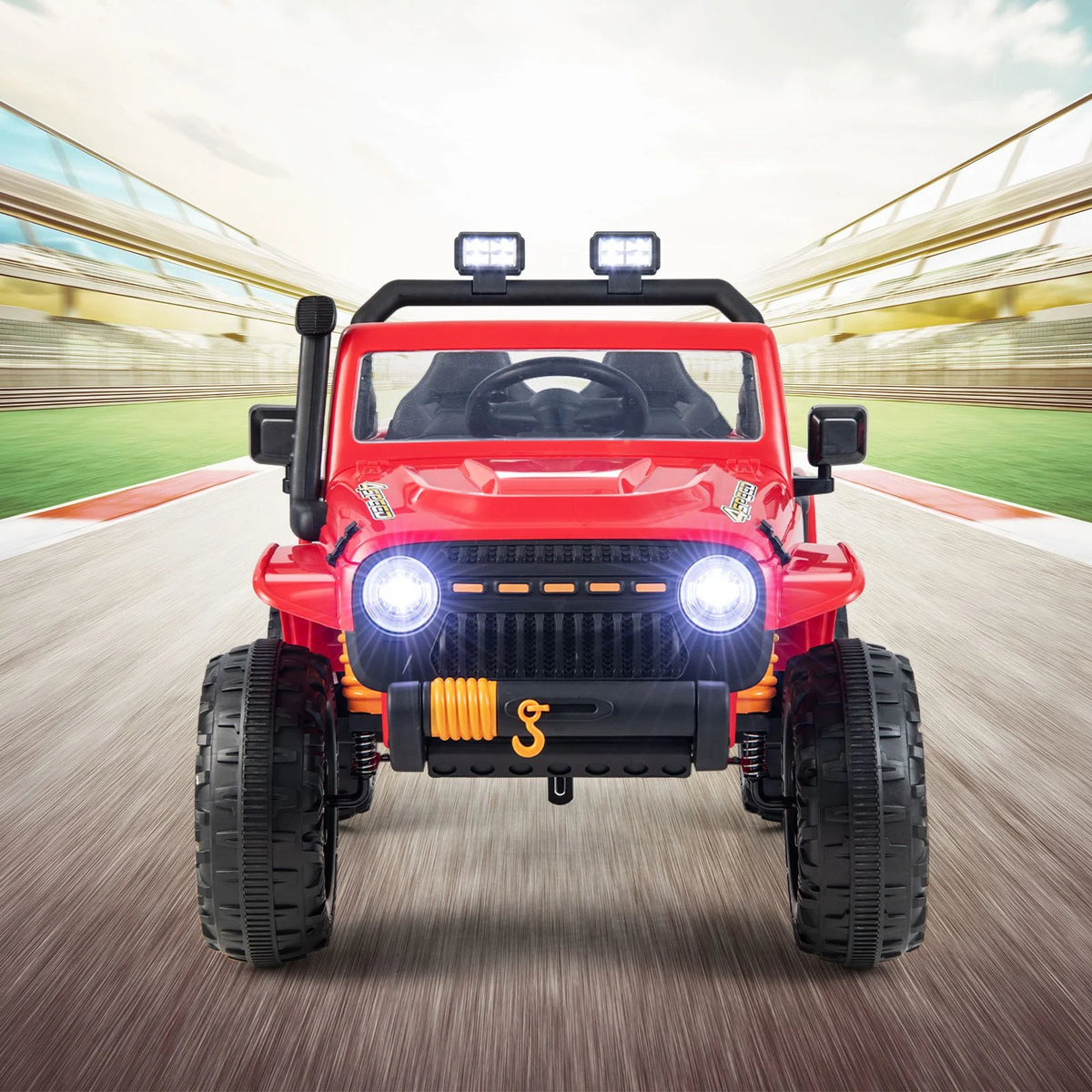 SEDOL 12V Parent-Child Ride-On Truck with 100kg High-Capacity Load High-Torque Dual Motors Parental Remote Control and Integrated Adult Seat with Folding Foot Pedals