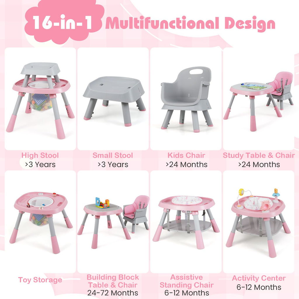 SEDOL 16-in-1 "Ultimate Explorer" High Chair & Activity Center — Convertible Sensory Station, Building Block Table, Booster Seat, and High Stool with 360° Rotating Seat – 6-36 Months