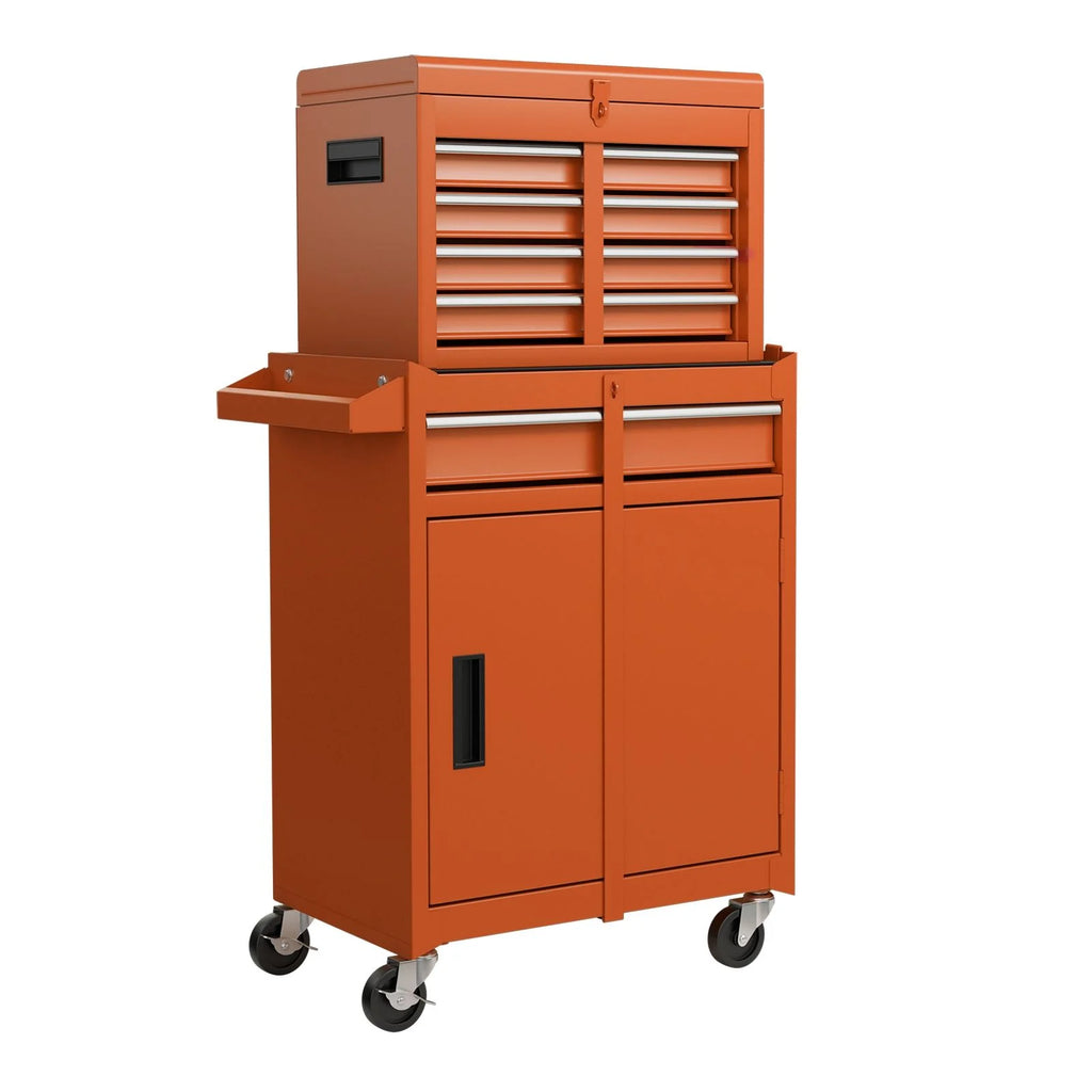 High-Capacity Rolling Tool Cabinet – Lockable Wheels, Metal 2‑in‑1 Chest & Base