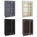 67" Portable Clothes Wardrobe – Fabric Closet with Hanging Rod (Dark Brown)