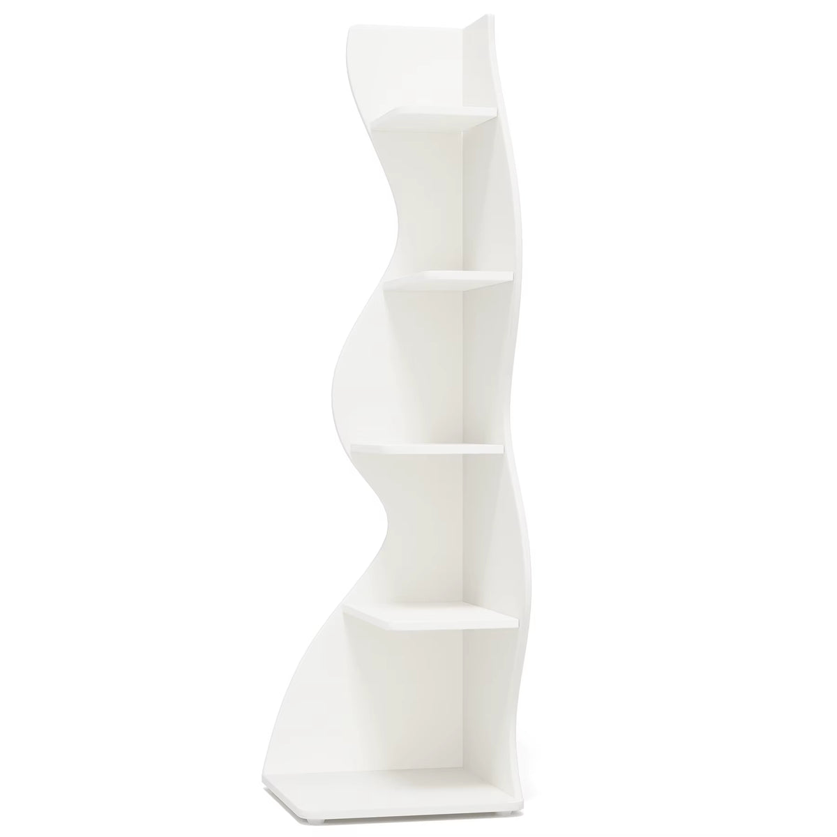 SEDOL Corner Shelf 5-Tier Modern Wall Bookshelf Stylish Tall Corner Storage Rack Small White Bookcase Plant Stand for Living Room Bedroom Office Space Saving