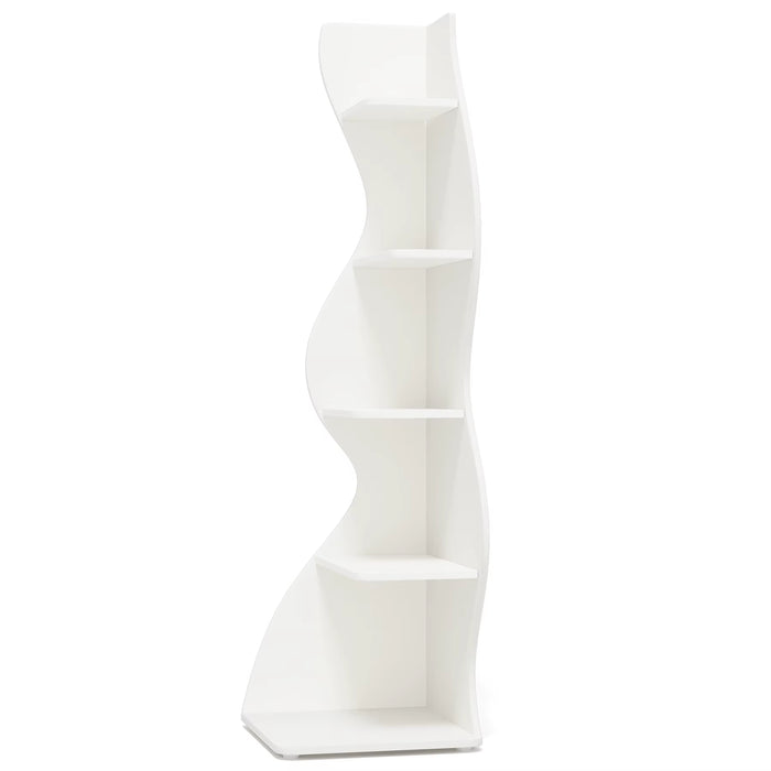 SEDOL Corner Shelf 5-Tier Modern Wall Bookshelf Stylish Tall Corner Storage Rack Small White Bookcase Plant Stand for Living Room Bedroom Office Space Saving