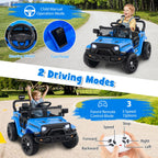 SEDOL 12V Electric Ride-On Truck for Kids with Parental Remote Control Dual 25W Motors All-Terrain Shock Absorbers LED Headlights and Soft-Start Safety System