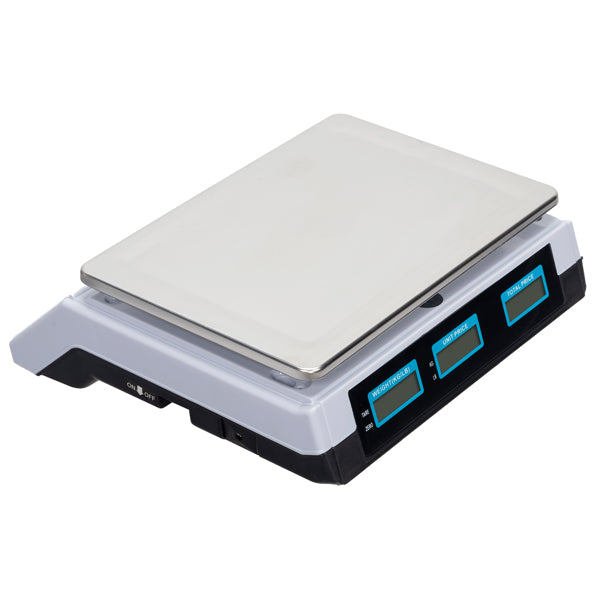 30–40kg  Digital Price Computing Scale – Vegetable & Retail Weighing Scale with Backlit LCD Display, 5g Precision & UK Plug – Silver & White