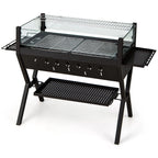 Charcoal Barbecue Grill with Wind Guard & Seasoning Racks