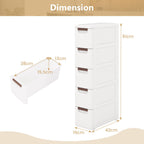 3/4/5-Drawer Narrow Storage Cabinet for Small Space