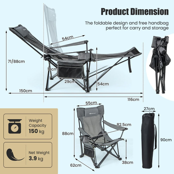 Camping Lounge Chair with Detachable Footrest