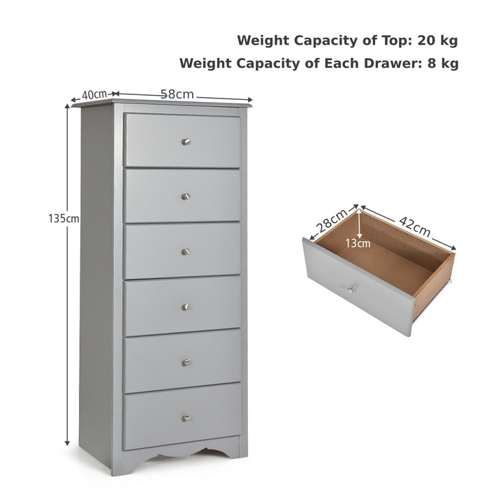 6-Drawer Freestanding Dresser Cabinet