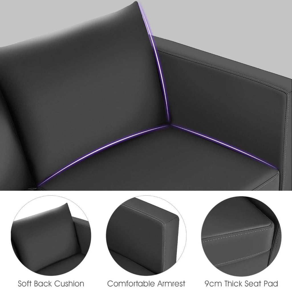 2-Seater PU Leather Accent Tub Sofa Loveseat with Pillows