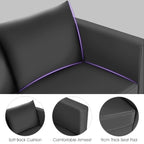 2-Seater PU Leather Accent Tub Sofa Loveseat with Pillows