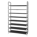 10-Tier Shoe Rack – Extra Large 100cm Fabric Shoe Storage Organiser with Steel Frame & Dustproof Cover (Black)