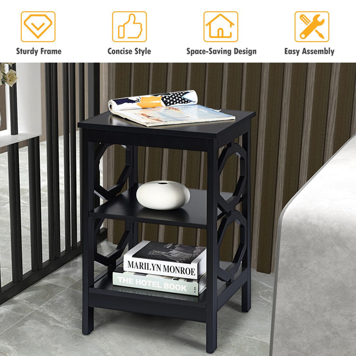 3-Tier Bedside Table with Storage Shelves for Living Room Bedroom