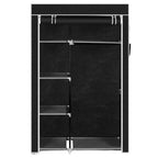 64" Portable Wardrobe – Foldable Clothes Storage Closet with Shelves & Hanging Rail (Black)