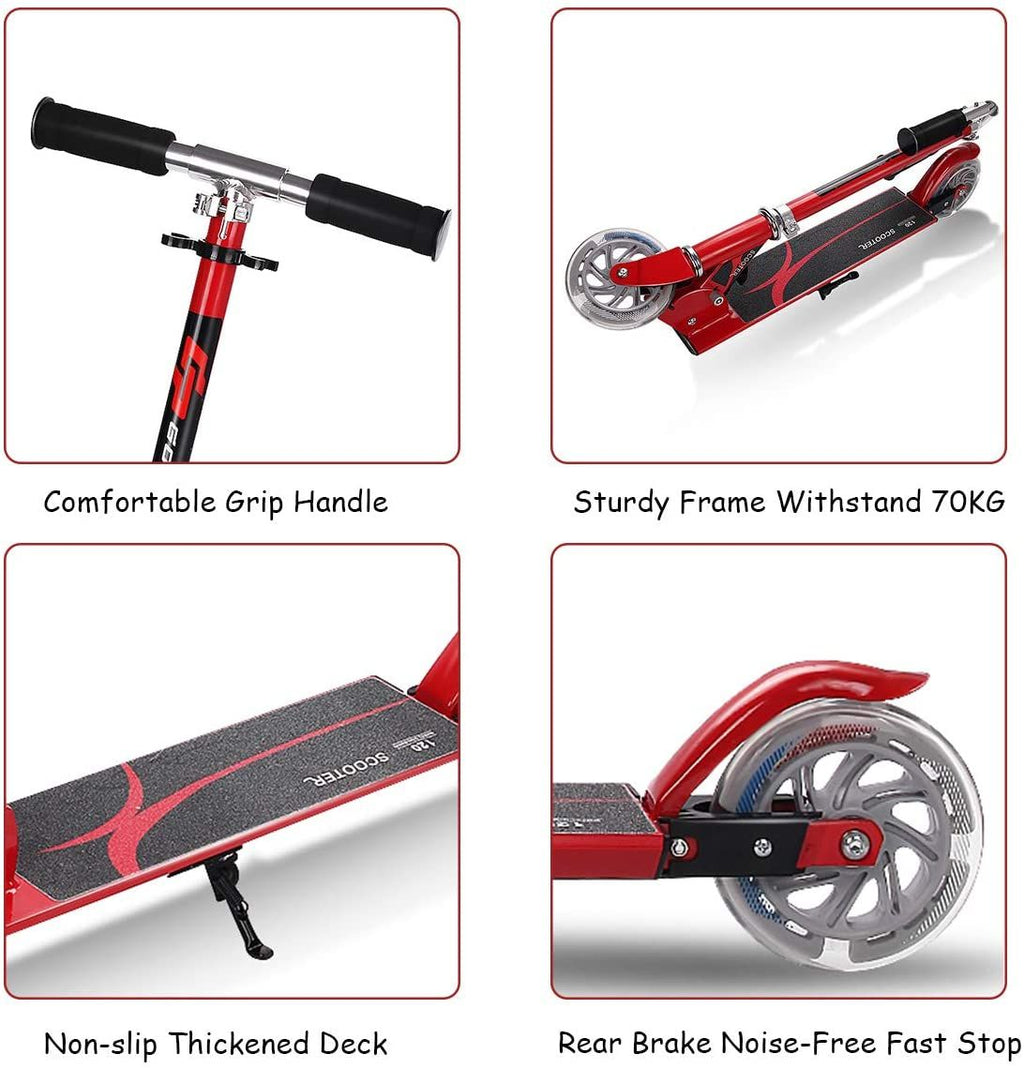 Aluminium Folding Stunt Scooter with LED Wheels – Kids T-Bar Kick Scooter