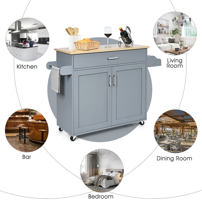 Rolling Kitchen Storage Trolley with Adjustable Shelf and Drawer