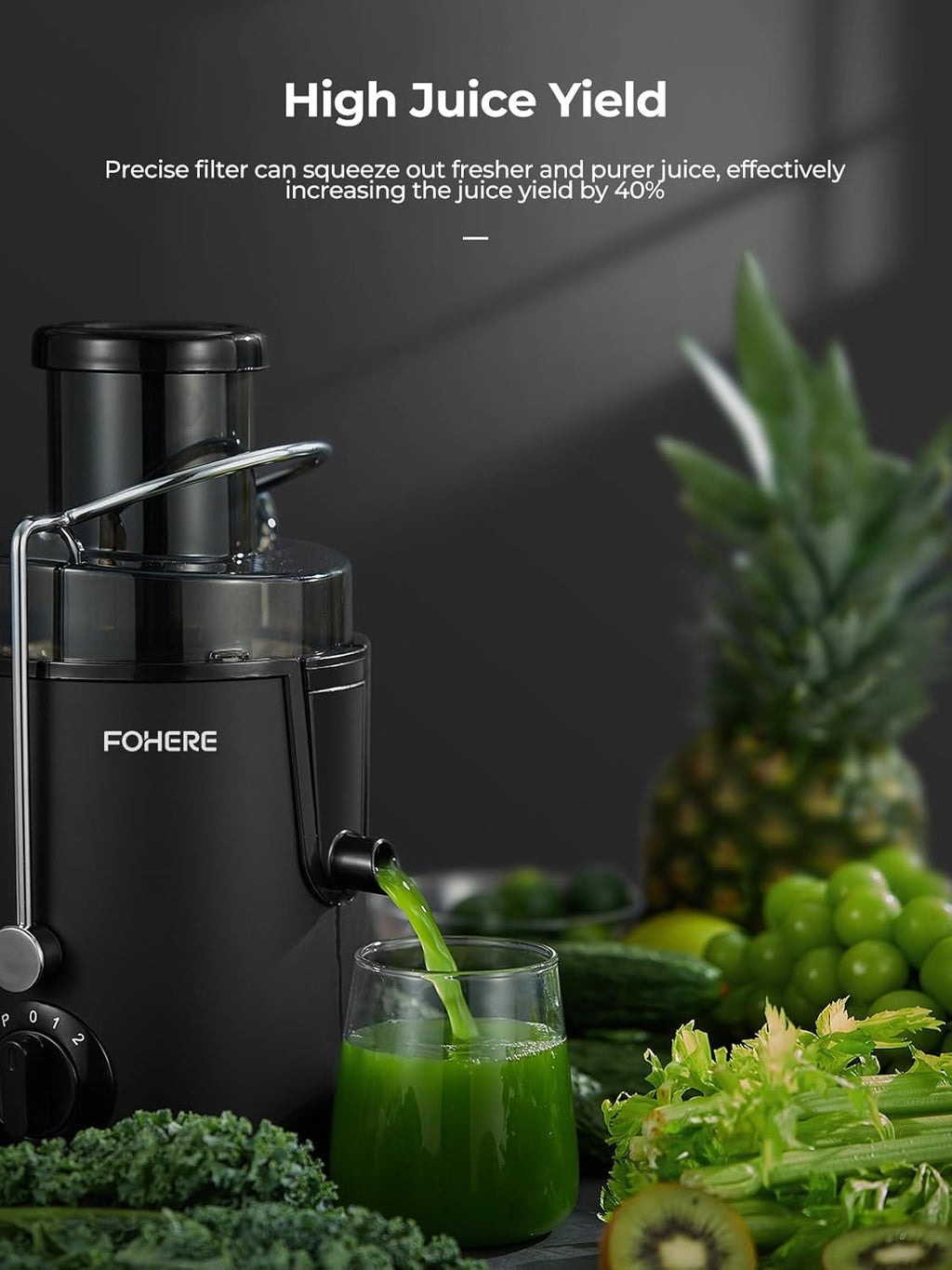 SEDOL Centrifugal Juicer Machine 900W Max Power Fruit and Vegetable Extractor with 3-Inch Large Feed Chute 3-Speed Control Stainless Steel Micro-Mesh Filter Includes Recipe Book and Cleaning Brush