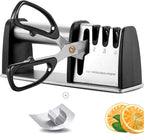 SEDOL 4-in-1 Professional Knife and Scissor Sharpener | Diamond Tungsten and Ceramic 4-Stage Sharpening System | Ergonomic Manual Kitchen Sharpener with Safety Finger Guard and Non-Slip Base