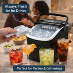 SEDOL Countertop Ice Maker Machine 12kg Quick Portable Ice Machine with Self Cleaning Function 9 Bullet Cubes in 6 Minutes with Handle Scoop and Basket Small and Large Ice Sizes