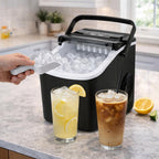 SEDOL Countertop Ice Maker Machine 12kg Quick Portable Ice Machine with Self Cleaning Function 9 Bullet Cubes in 6 Minutes with Handle Scoop and Basket Small and Large Ice Sizes