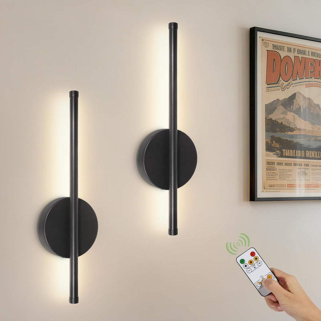 SEDOL 2-Pack Battery Operated Wall Lights Rechargeable Wireless Wall Sconce with Remote Dimmable LED Picture Light with Timer Magnetic Tool-Free Installation for Bedroom and Hallway