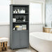 Wooden Tall Bookcase with 3-Tier Storage Cabinet