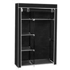 64" Portable Wardrobe – Foldable Clothes Storage Closet with Shelves & Hanging Rail (Black)