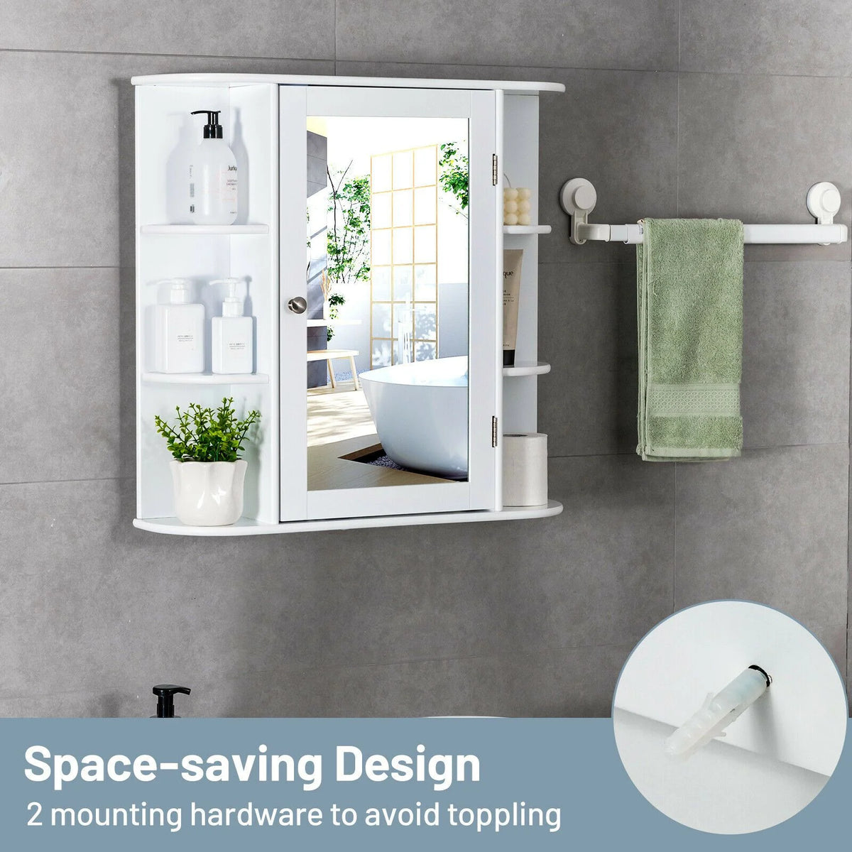 3-Tier Mirrored Wall Mounted Bathroom Cabinet
