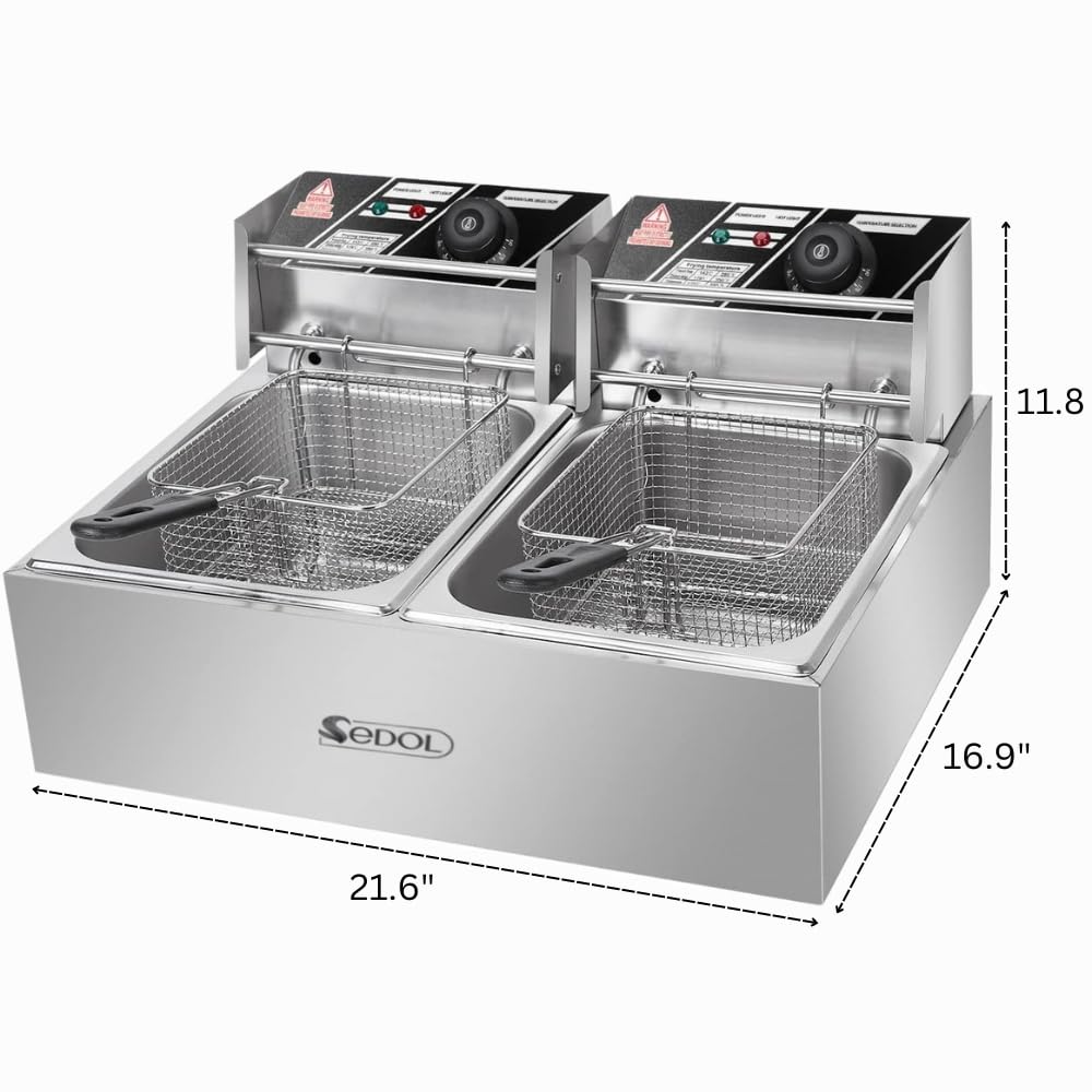 SEDOL Deep Fat Fryer - 2500W Stainless Steel Commercial Electric Deep Fryer