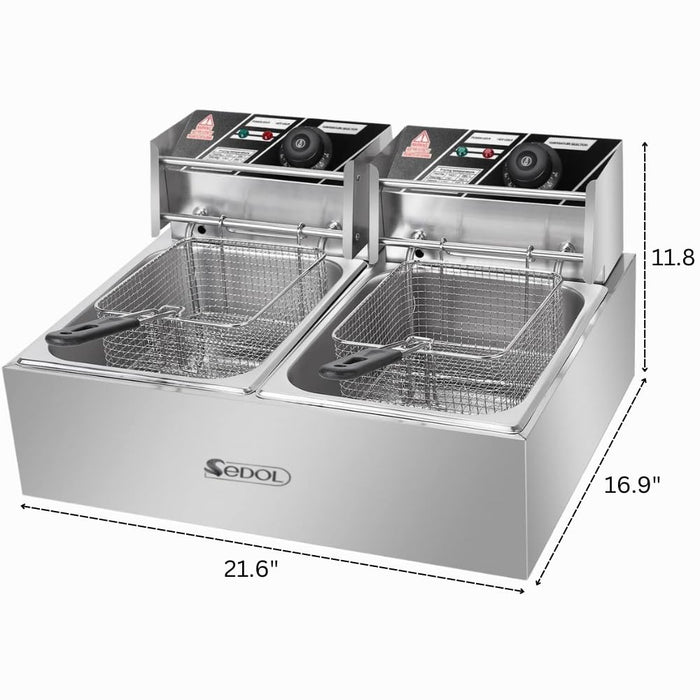 SEDOL Deep Fat Fryer - 2500W Stainless Steel Commercial Electric Deep Fryer