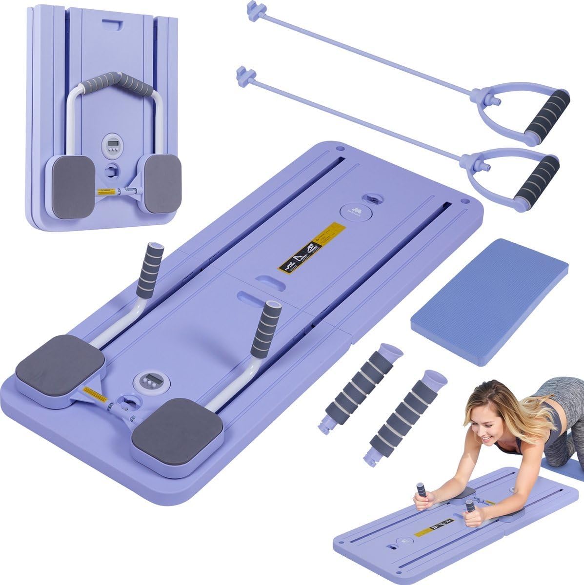 SEDOL Foldable Pilates Reformer Board Portable Home Pilates Machine with Resistance Springs All-in-One Exercise Board for Full Body Toning Core Strength and Flexibility