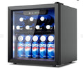 SEDOL Beer Fridge with Glass Door 55 Can Mini Drinks Fridge 36L Beverage Refrigerator with Blue LED Lighting and Removable Shelves for Home Bar Office and Man Cave Black